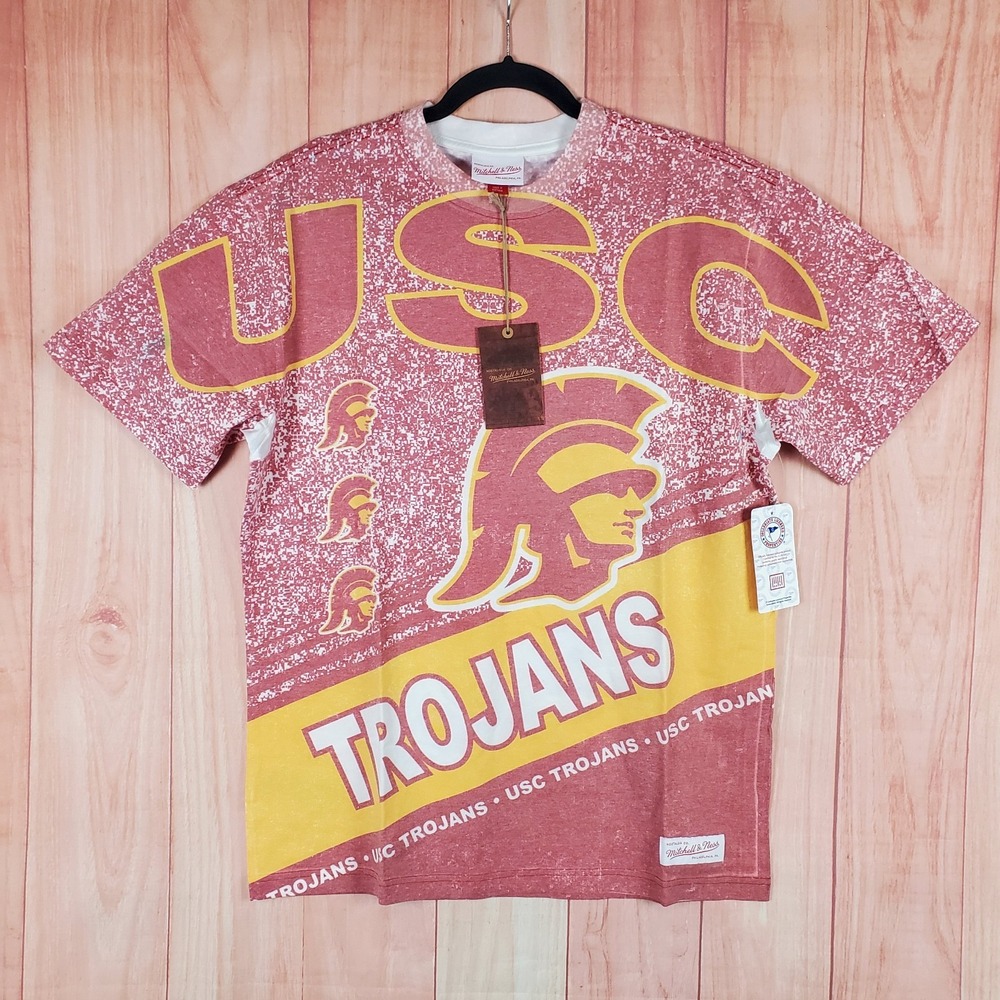 USC Trojans Shirt Mens Medium Multi Mitchell & Ness AOP Playmaker Logo NCAA